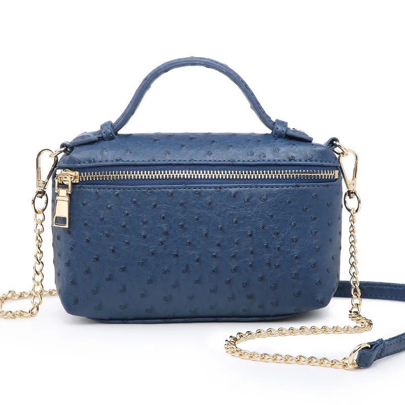 Ostrich Blue Классический страуса кожаная сумка от китайской фабрики ретро мягкая кожаная сумка клатч вечерняя сумочка; BS010 Для женщин; мужские лоферы под кожу питона Женская сумочка для вечерние - Цвет: Ostrich Blue