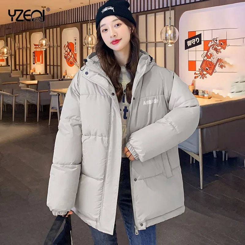 

Yzeqi 2021, женские парки, зимняя куртка, пальто, повседневная утепленная парка, Свободное пальто с капюшоном, куртки с хлопковой подкладкой, вер...