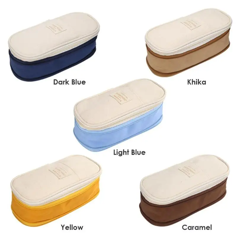 Макарон Цвет Холст Карандаш Чехол большой Ёмкость двойной канцелярские