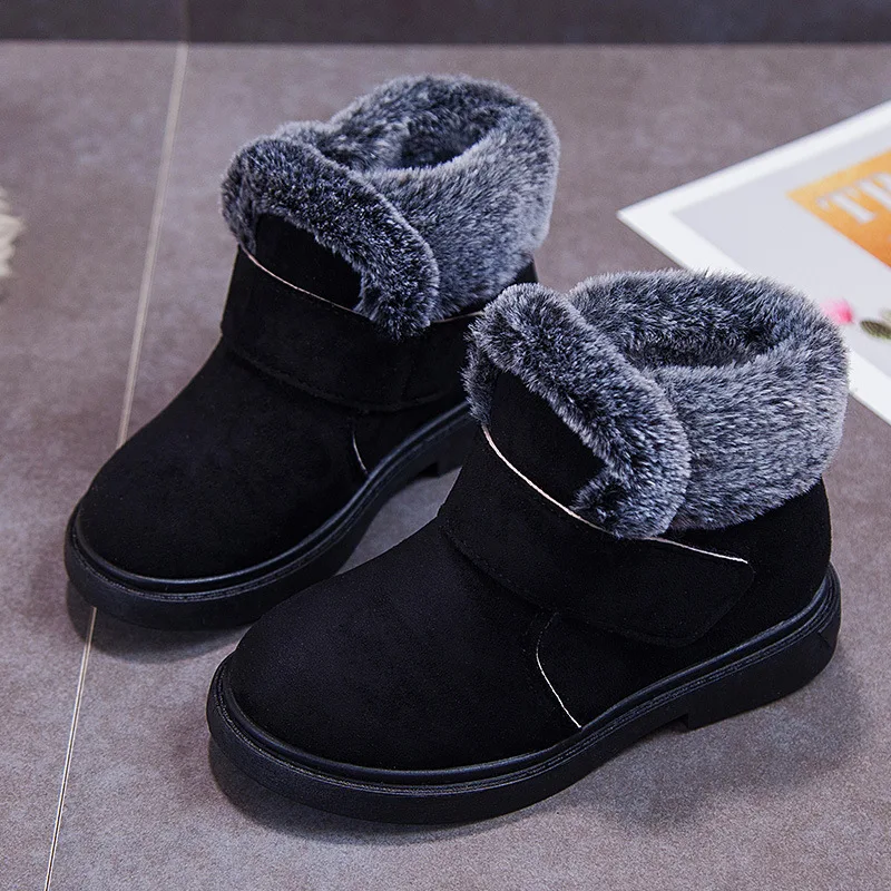 2020 детская хлопковая обувь для девочек зимние Бархатные короткие сапоги