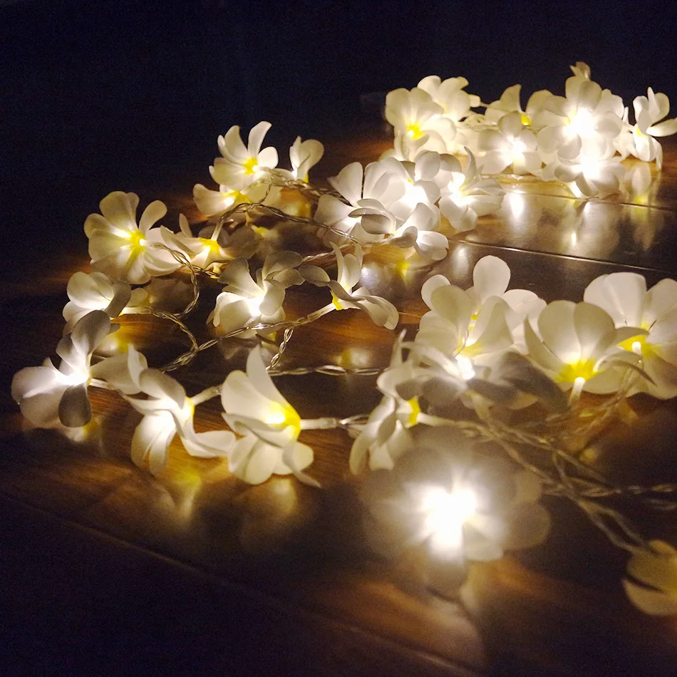Креативный светодиодный гирлянда frangipani DIY, AA батарея, цветочное праздничное освещение, вечерние гирлянды, украшения для спальни