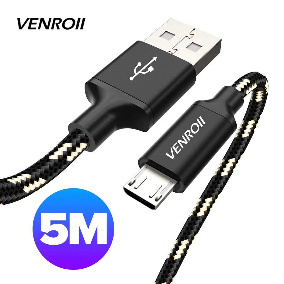 Venroii Micro USB кабель для samsung A7 S7 Xiaomi Redmi Note 5 6 Pro huawei Honor 8X9 мобильный телефон Быстрая Зарядка Синхронизация данных Kable