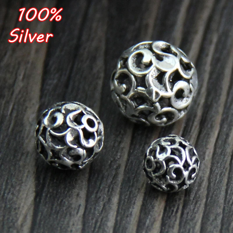 Бусины разделители из серебра 925 пробы с античным покрытием незакрепленные