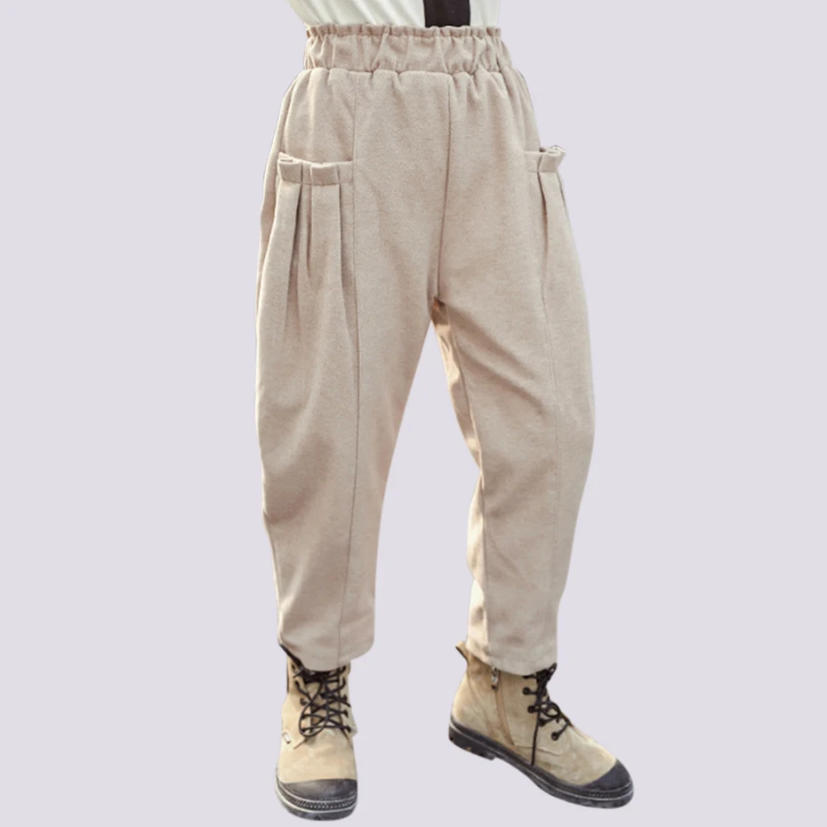 Новые брюки для девочек однотонные брюки-карго с эластичной резинкой на талии