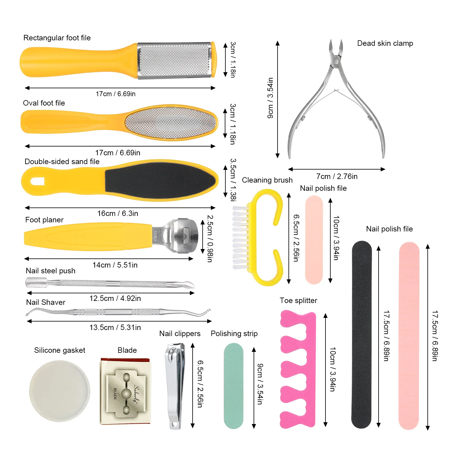 Набор инструментов для педикюра пилка ногтей средство пилинга 20 шт.|Инструмент