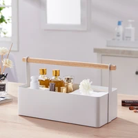 cosmetic storage box wood handle jewelry flower pot rack kitchen seasoning bottle holder bathroom supplies organize tray
