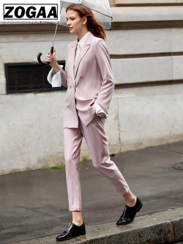 Костюм осенний двубортный офисный женский клетчатый Блейзер Костюмы наборы