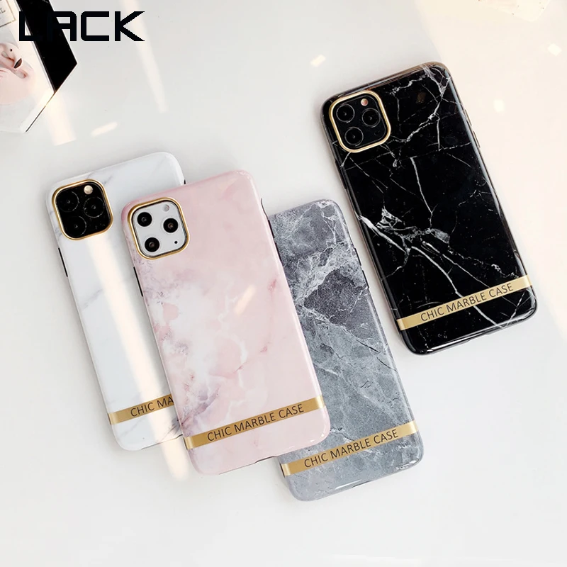 Глянцевый чехол для телефона LACK с золотистой текстурой и мраморным рисунком iphone