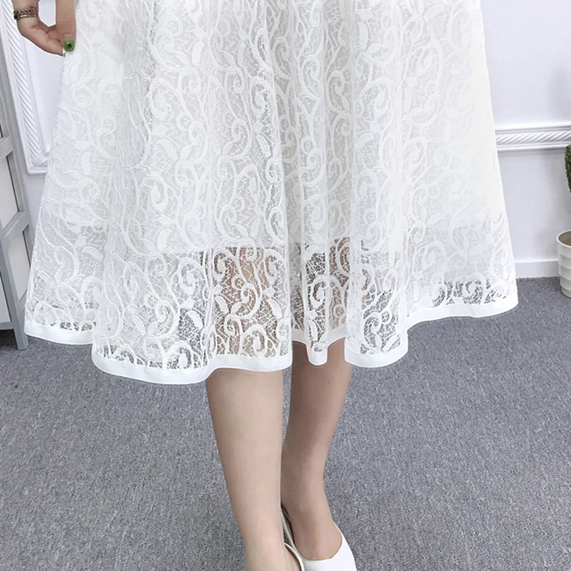 

2020 Umbrella Skirt Casual Fashion Spring And Summer Women's Waist Gauze Lace Skirt Thin A-line Long Skirt Female Drop Shipping