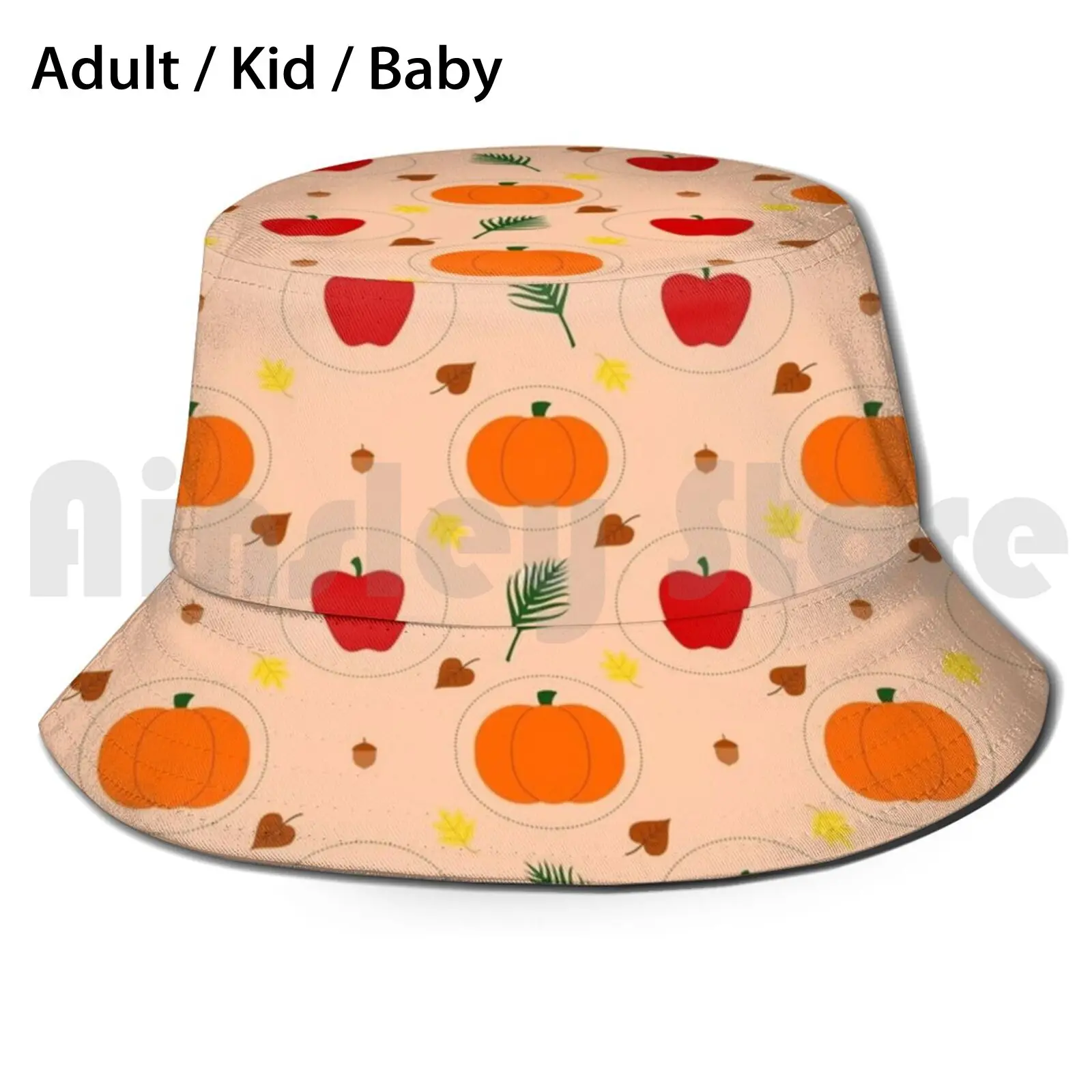 

Солнцезащитная шляпа на сезон осень Складная УФ-защита узор осенние тыквы листья желуди яблоки Милая оранжевая векторная арт