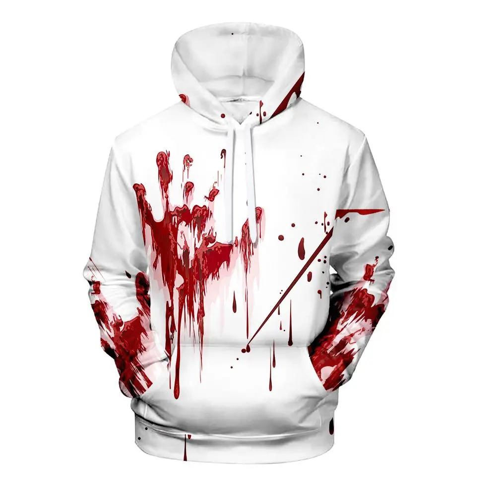 

2021 New Product 3D Halloween Color Printing and Velvet Hooded Male Flower Casual Pattern Jacket
