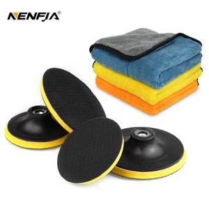 Салфетка из микрофибры для мытья автомобиля, 1 шт., 30*30 см, 1 шт., самоклеящаяся салфетка для дисков 3-6 дюймов и сверлильный стержень для полировки губчатой ткани