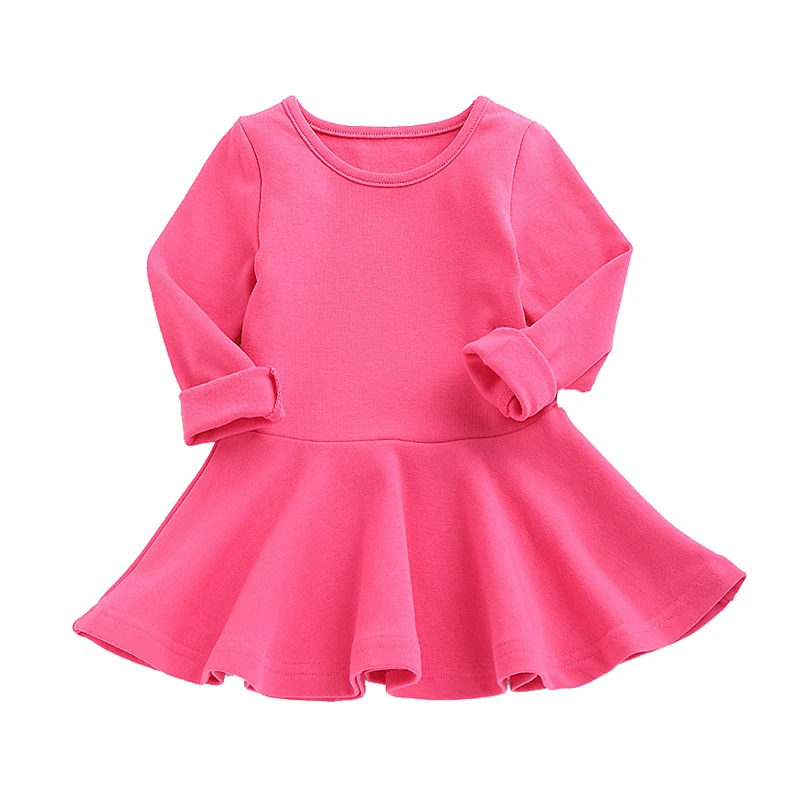 

Детское однотонное платье из хлопка, с длинным рукавом