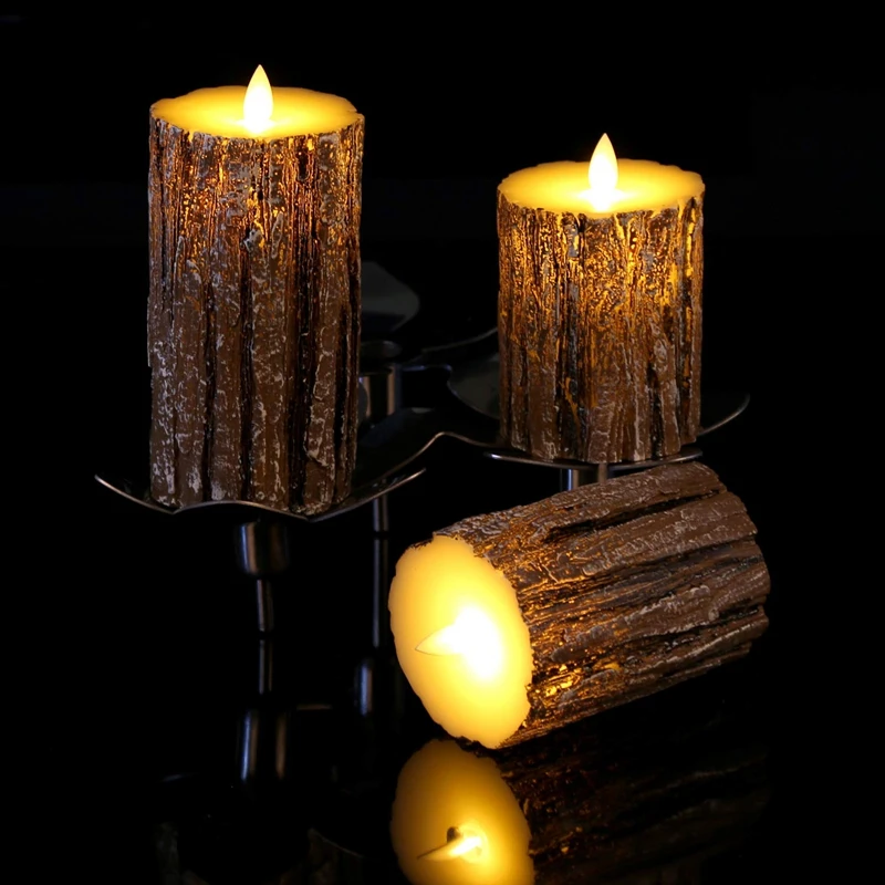 Беспламенные Свечи кедра ошейник &quotантилай&quot Dripless реального Воск СВЕТОДИОДНЫЙ