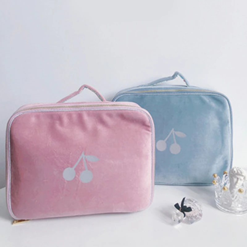 

Cherry Velvet Cute Children's Handbag Portable Travel Bag Wash Bag Multifunctional Toy Bag Cosmetic Bag