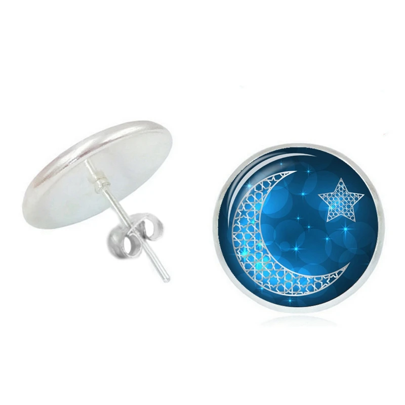 

Hot! 2020 New Earrings Ramadan Festival Moon Girl Silver Time Glass Convex Girl Earrings Fashion Ladies Children's Jewelry