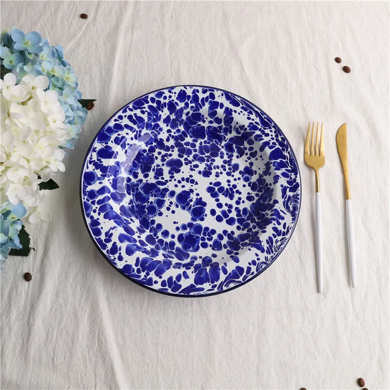 Британский брызговик чернил утолщенная эмалированная фруктовая Тарелка