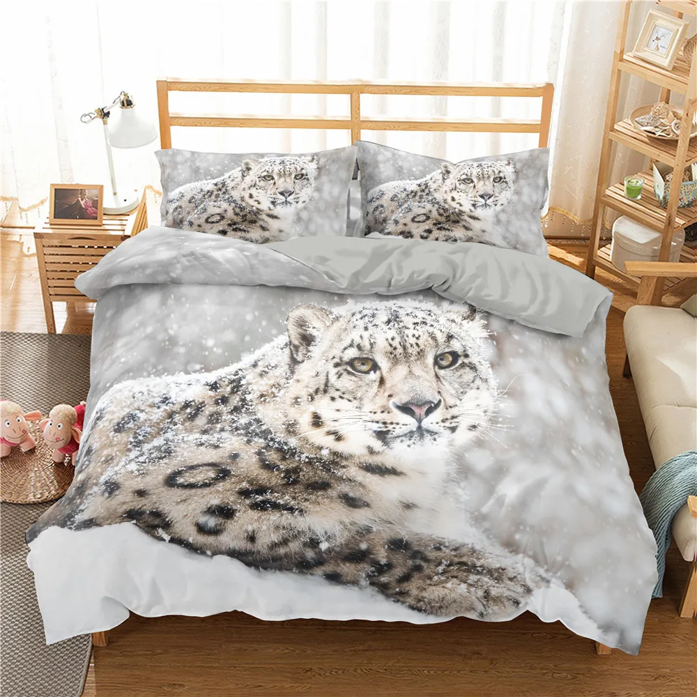 

2021 3D Leopard Bedding Set Luxury Soft Duvet Cover King Queen Twin Full Animal Comforter Bed Set Pillowcases Bed Linen