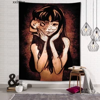 new arrival custom horror anime junji ito printing tapestry more size home living room bedroom decorative wall blanket