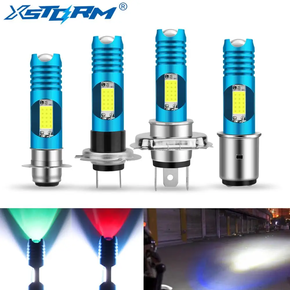 H7 P15D H6 BA20D LED H4 лампы для фар мотоцикла COB RGB меняемая лампа мото огни аксессуары