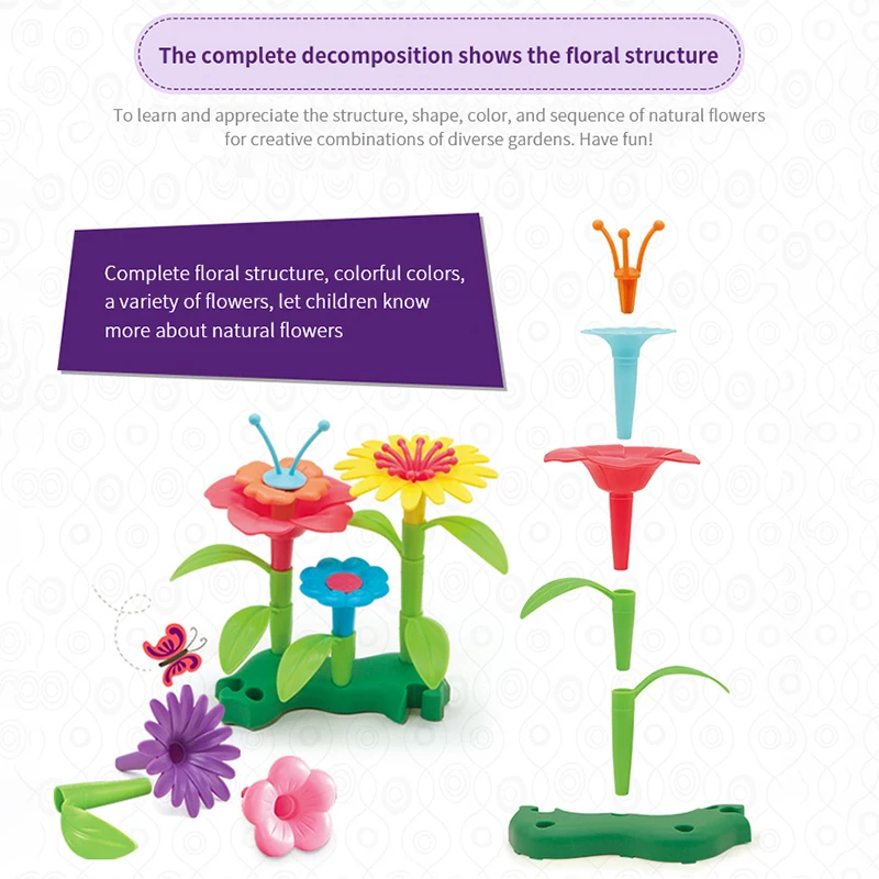 Детские пазлы строительные блоки игрушки растения Цветочный мир набор