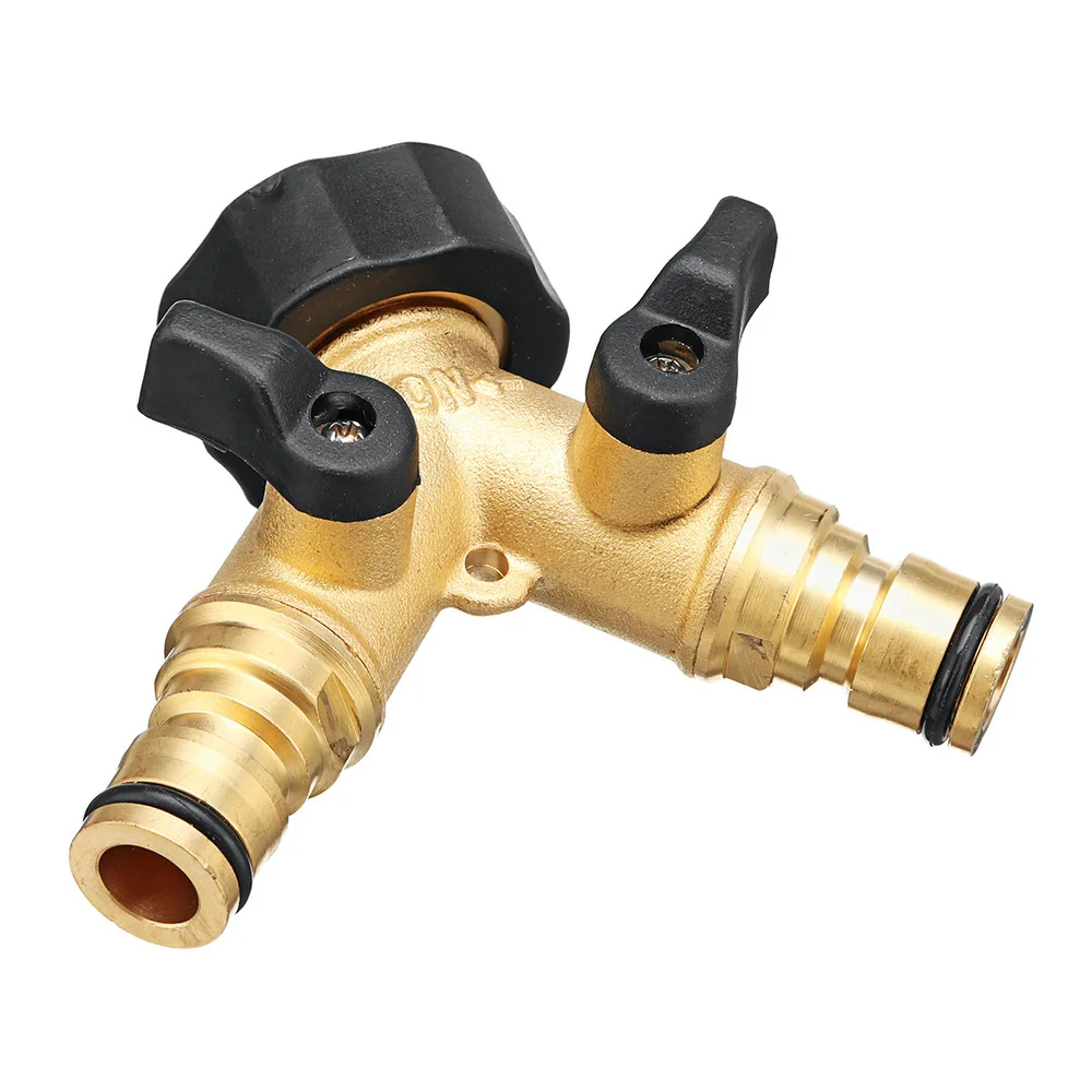 

2 Way Garden Hose Splitter, Hose Connector, Heady Duty Solid Brass Shut Off Valve. Garden Hose Quick Connect Brass