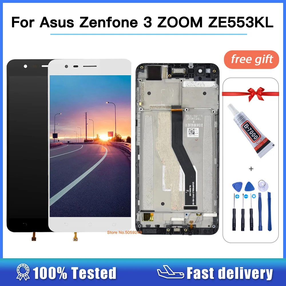 

5.5" For ASUS ZenFone 3 Zoom ZE553KL LCD Display Touch Screen Digitizer Assembly Replacement For ASUS Z01HDA LCD With Frame