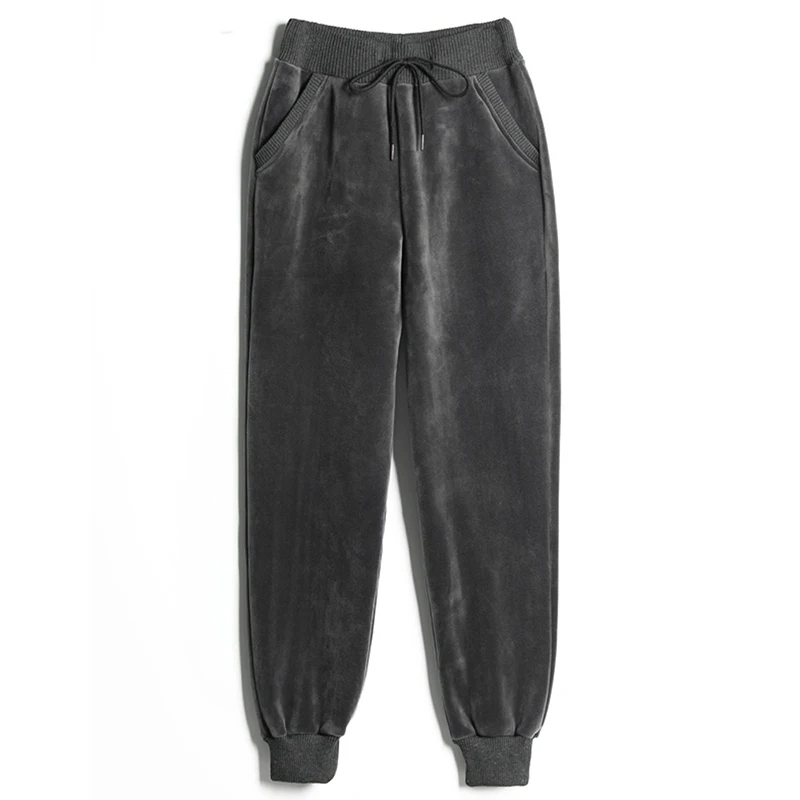 

Gold velvet sweatpants women plus velvet warm pants 2021 autumn and winter double-sided velvet high waist harem women's trousers