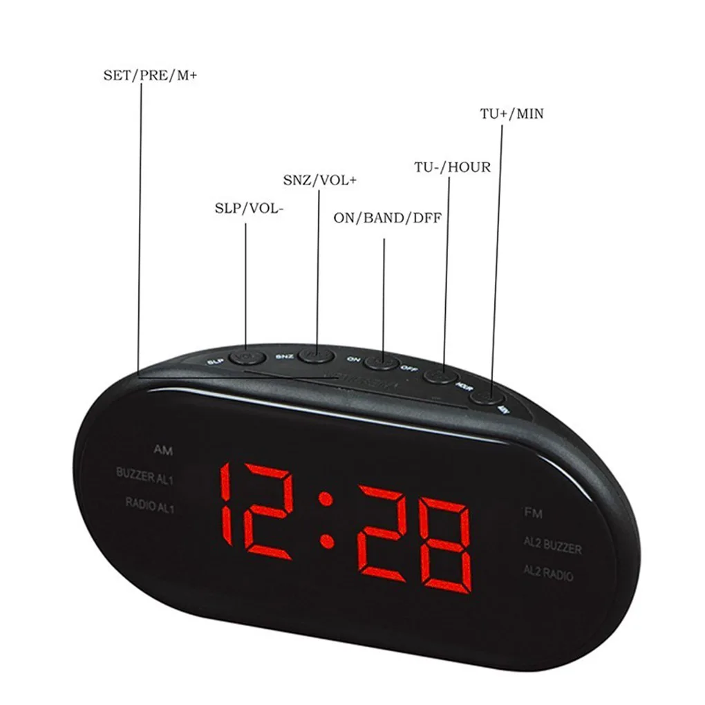 new amfm led clock electronic desktop alarm clock digital table radio gift home office supplies euus plug free global shipping