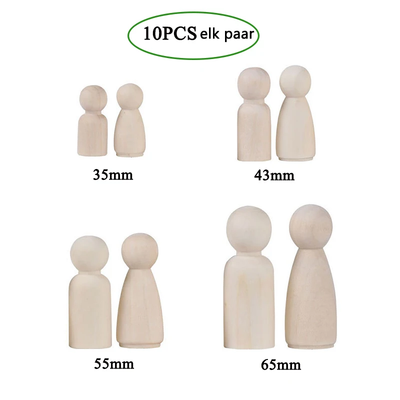 10 шт вход деревянные колышки для кукол 35 мм 43 55 65 искусные DIY живопись Детская