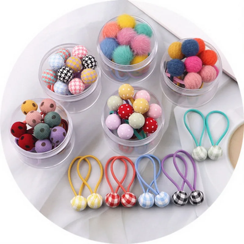

10PCS/box Baby Girls Pompom Hair rubber Bands Coloreful Ball Hair Tie For Kid Elastic Hairbands Children Scrunchies Jewelry Gift