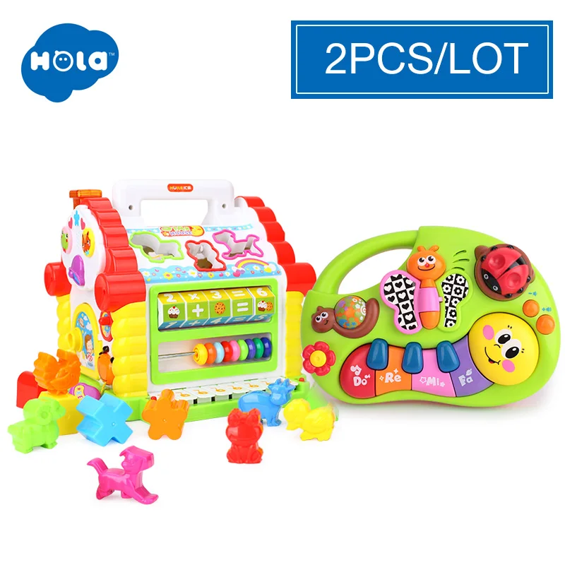 WITHOUT BOX HOLA 739, Многофункциональные Музыкальные игрушки, детский Забавный домик, музыкальные электронные геометрические блоки, сортировка, Обучающие Развивающие игрушки, подарки - Цвет: WITHOUT BOX