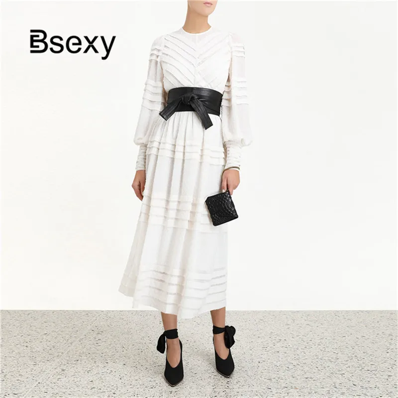 Прямая поставка женский цельный белый платье 2019 круглый вырез втулка в горошек с