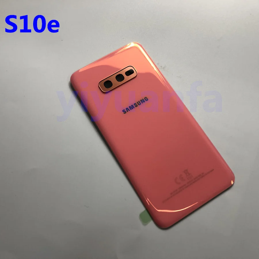 Для samsung Galaxy S10e G970 G970F G970FD задняя крышка батарейного отсека задняя стеклянная крышка Корпус чехол Замена батарейного отсека стекло камеры S10 - Цвет: S10E Pink