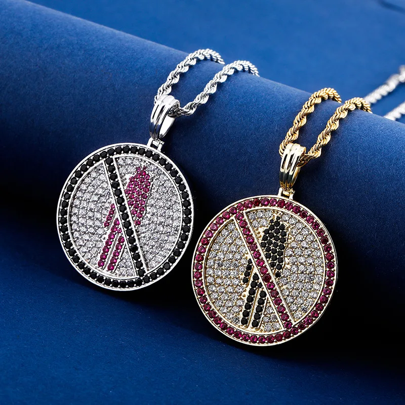 

Ожерелье с круглой подвеской в стиле хип-хоп с микрозакрепкой из циркония, мужское украшение в стиле «рэпер», Прямая поставка