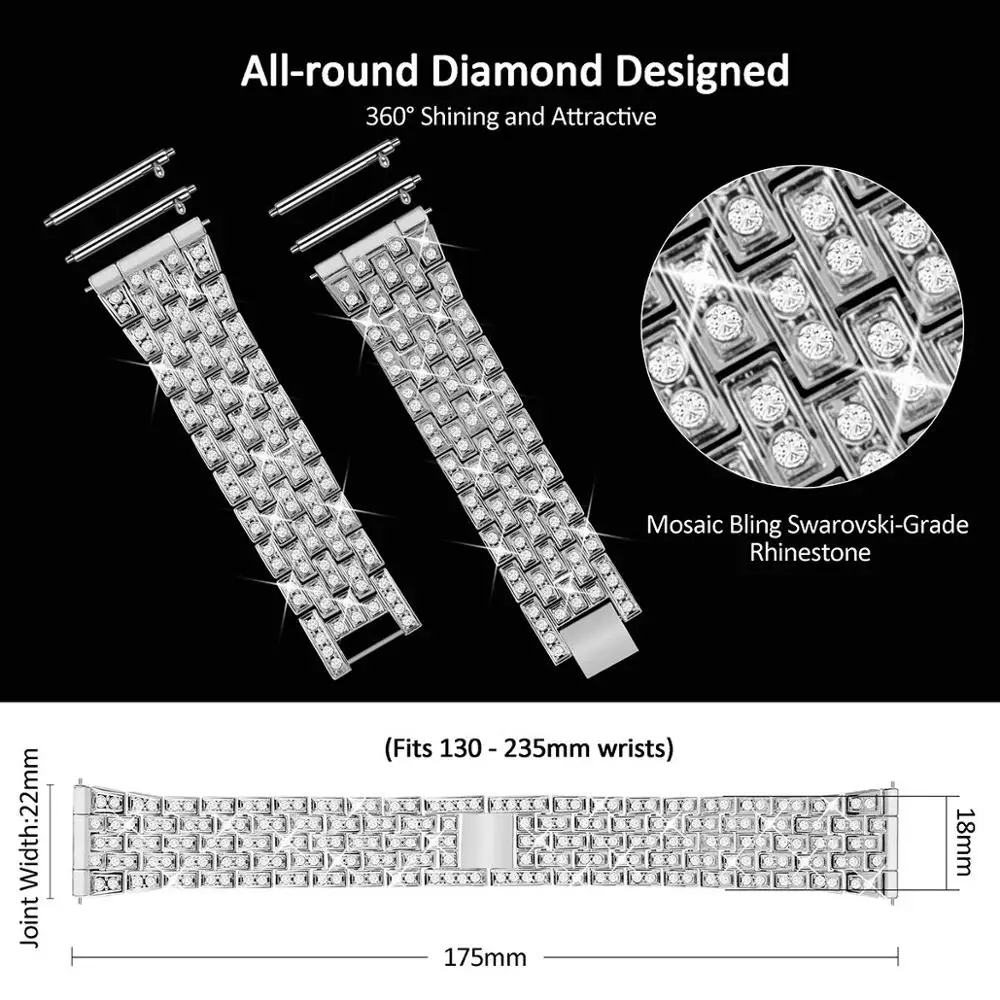 

18/20/22mm Jewelry Bracelet For Samsung Gear S3 Replacement Strap For Samsung Galaxy Watch 46/42/AMAZFIT GTR 42/47 Accessories