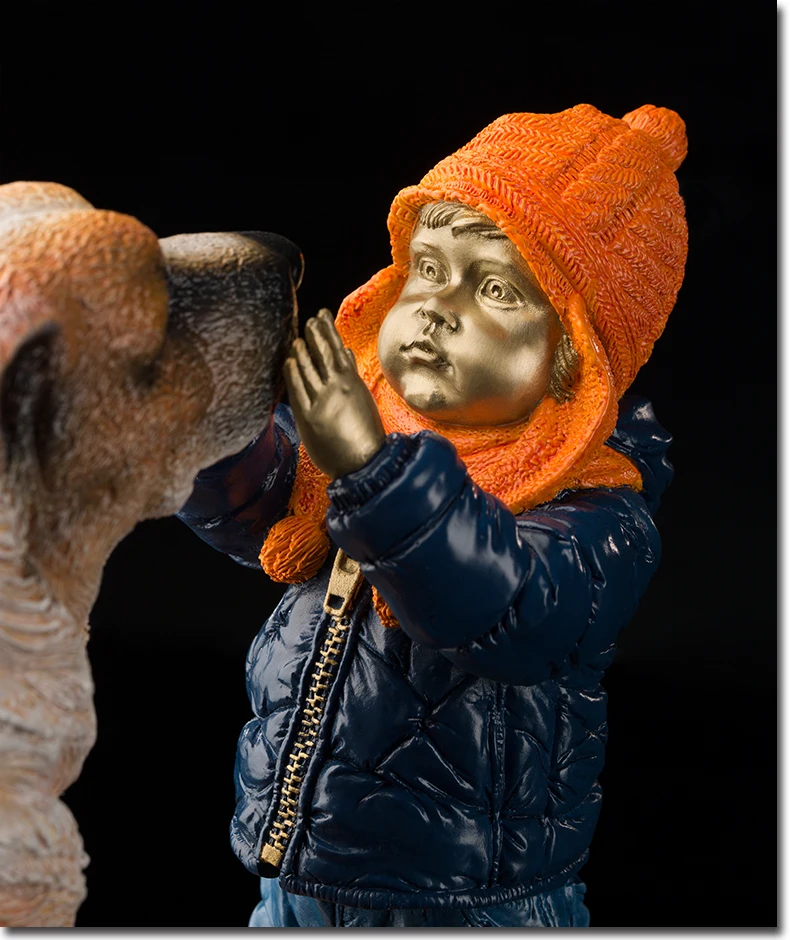 

LIMITED EDITION COLLECTION " CHILDLIKE INNOCENCE " COLOR BRASS ART MODEL HOME OFFICE STATUE TOP COOL BIRTHDAY PRESENT DOG CHILD