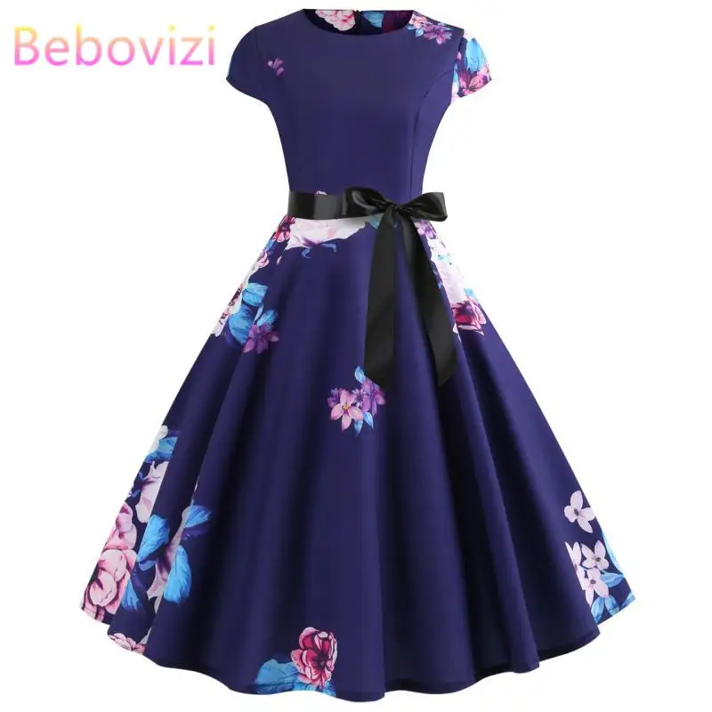 Женское винтажное платье с цветочным принтом Bebovizi повседневное элегантное