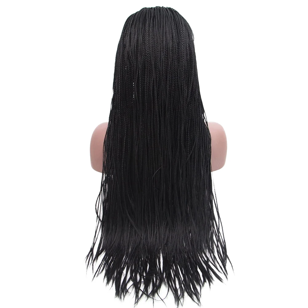 Женский Плетеный парик ручной работы черный из синтетического волокна 26 дюймов |