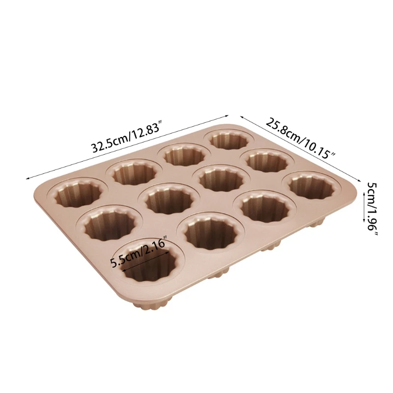 

Cookware Bakeware Carbon Steel Baking Tool Non-Stick Cannele Muffin Bakeware Pan 12-Cavity Non-Stick Cannelel Pans Home