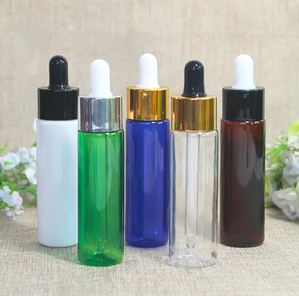 50pcs/lot 30ml Empty PET Aluminum Dropper Oil Essential Bottle In Refillable Drop Liquid Pipette Bottles Wholesale | Красота и