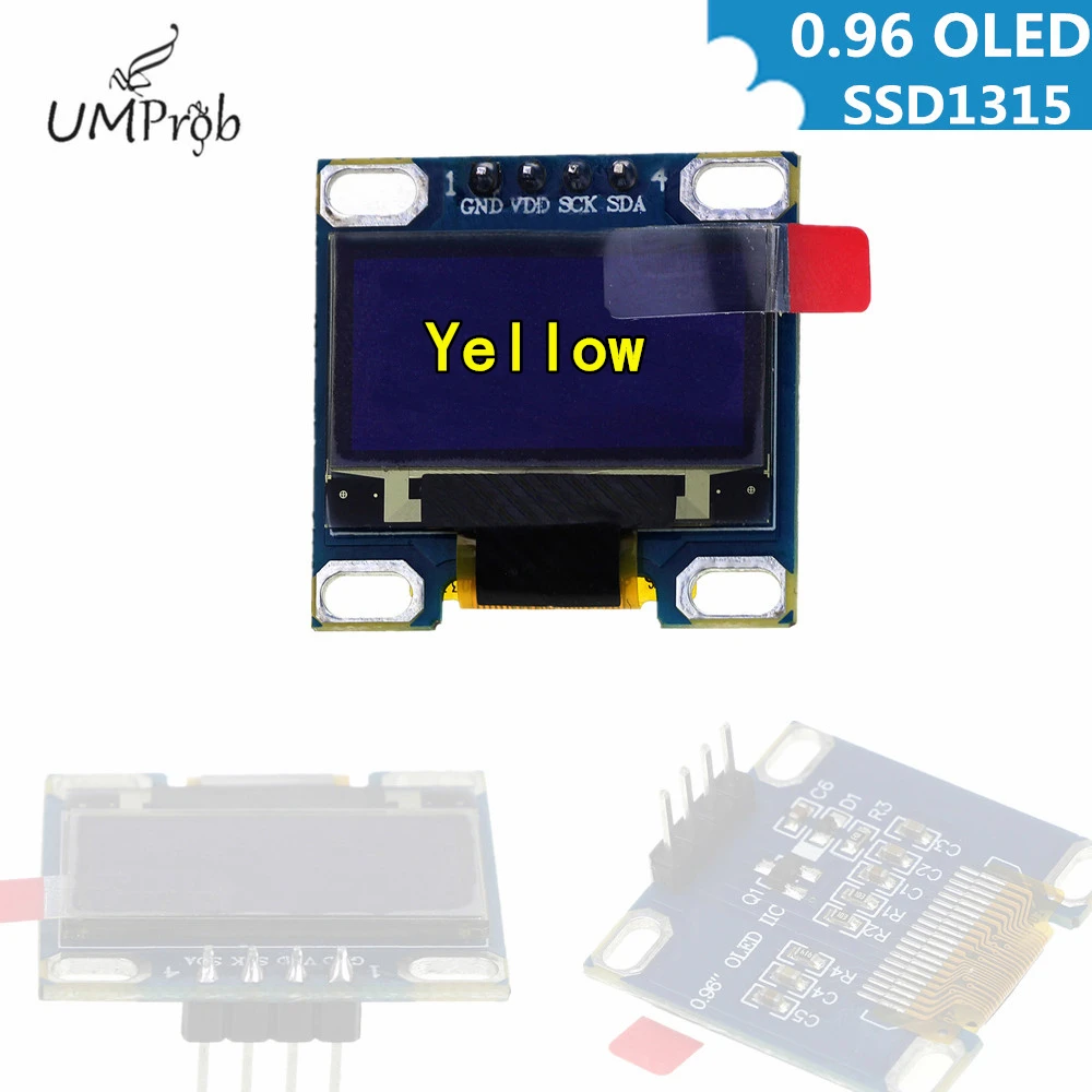 0 96 дюймов IIC Serial желтое OLED Дисплей модуль 128X64 I2C SSD1315 12864 плата с ЖК экраном GND VCC SCL