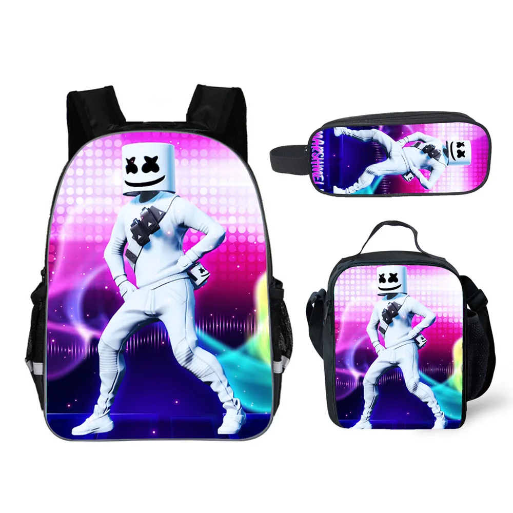 3 set DJ Marshmallow сумка Школьный рюкзак для подростков Marshmellow рюкзак детские школьные сумки ортопедические рюкзаки - Цвет: 3 set