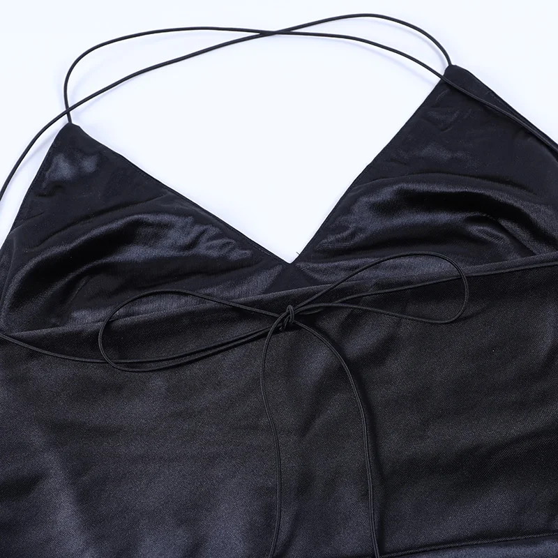 

2021 Summer Evening Dress Women Camisole High Split Maxi Bodycon Skinny Sexy Backless Black Straps Elegant Party Dresses Woman
