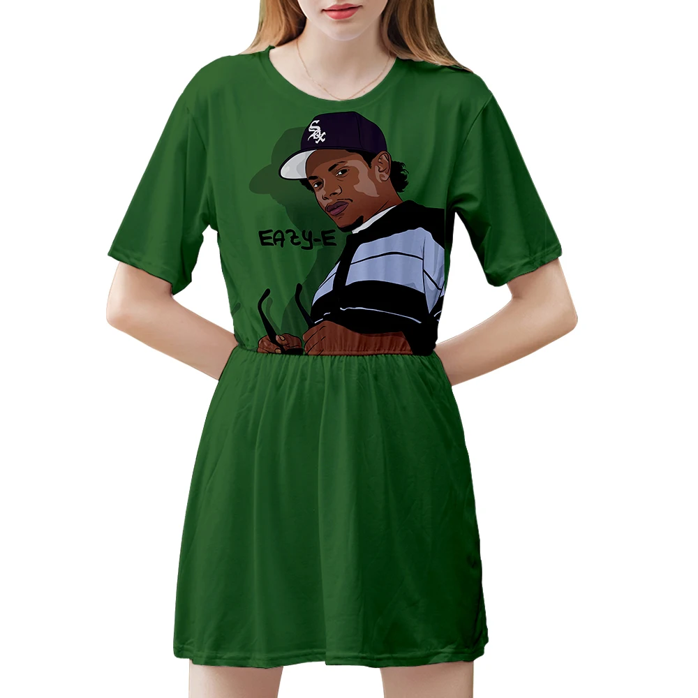 Гангста рэп Eazy E женское платье с 3D принтом модное негабаритное коротким рукавом