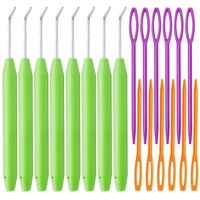 lmdz crochet needle hook kit 8 pcs green knitting loom hook with 12 pcs colorful plastic sewing needles for knitting looms