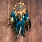 Ловец снов, голубое дерево жизни с перьями, Настенный декор, спальня, дети, украшение для дома, Свадебная вечеринка, благословение, подарок