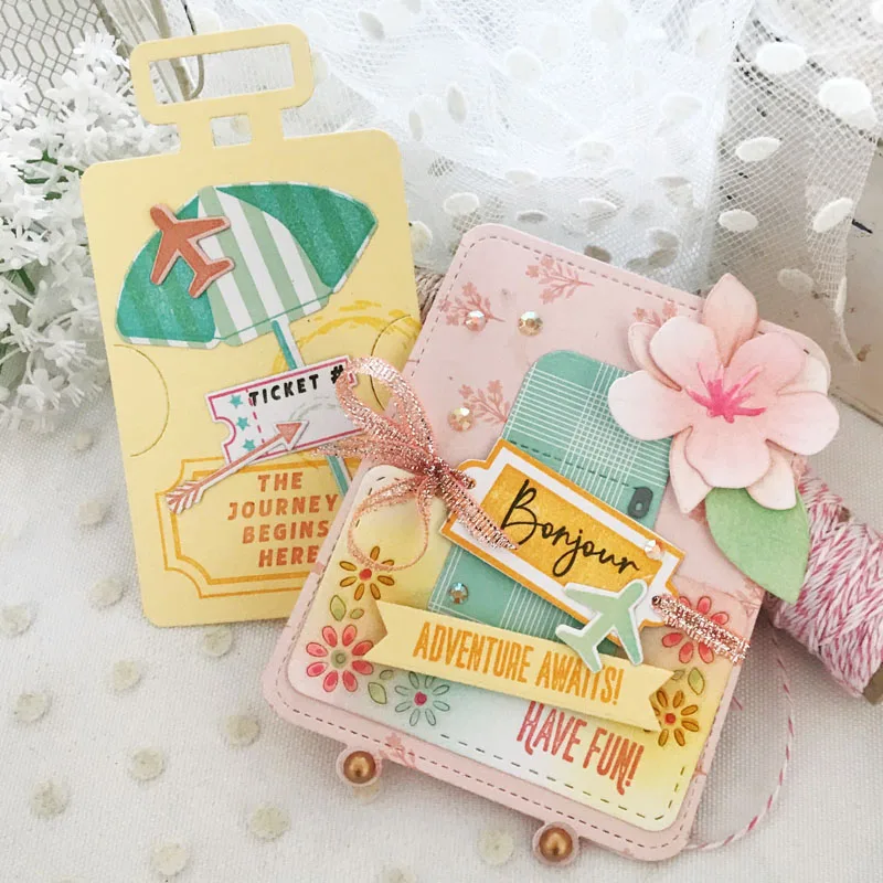 Рамки прямоугольная карта металлические штампы чемодан цветы для сделай сам