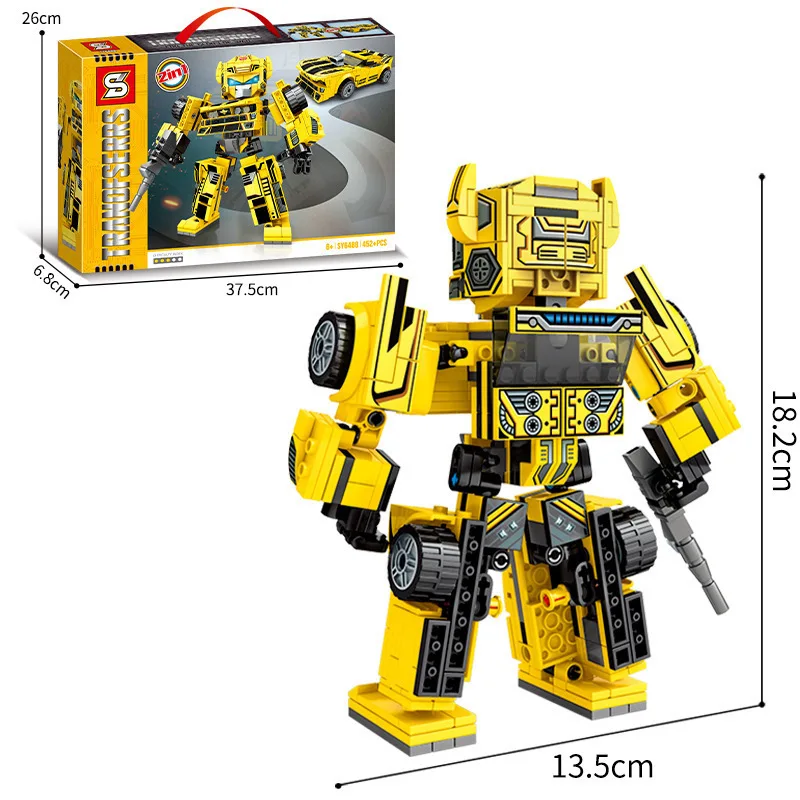 

452Pcs Deformation Robot Building Blocks 2 IN1 Transformation Racing Car Model Diy Assembly Educational Toys for Boys Gifts