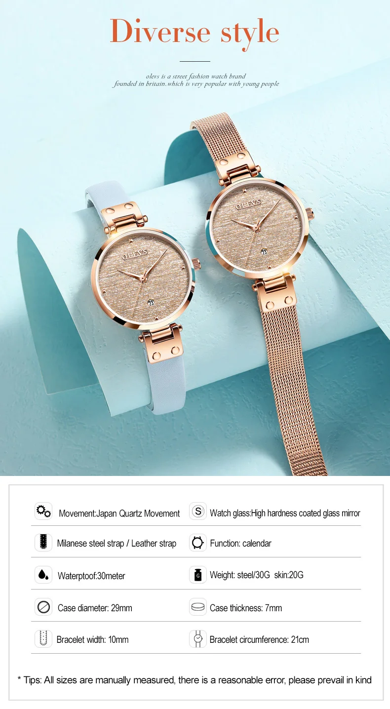 OLEVS часы женские из розового золота кварцевые кожаные тонкие простые модные